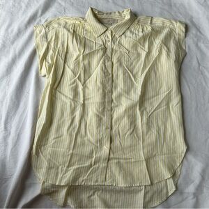 LOFT Light Yellow Pinstripe Blouse